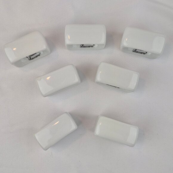Crown Baccara Napkin Rings Modern Rectangle Porcelain Glossy Finish Set of 7 - Picture 6 of 13